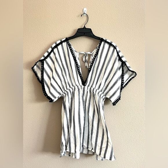 Dotti Striped Fringe Hem Romper - Picture 1 of 8